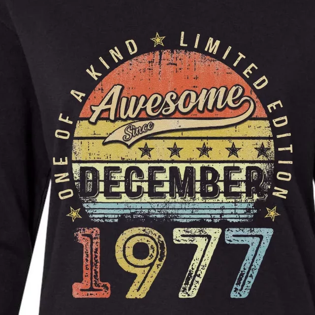 45th Birthday Gift Awesome Since December 1977 45 Year Old Womens Cotton Relaxed Long Sleeve T-Shirt