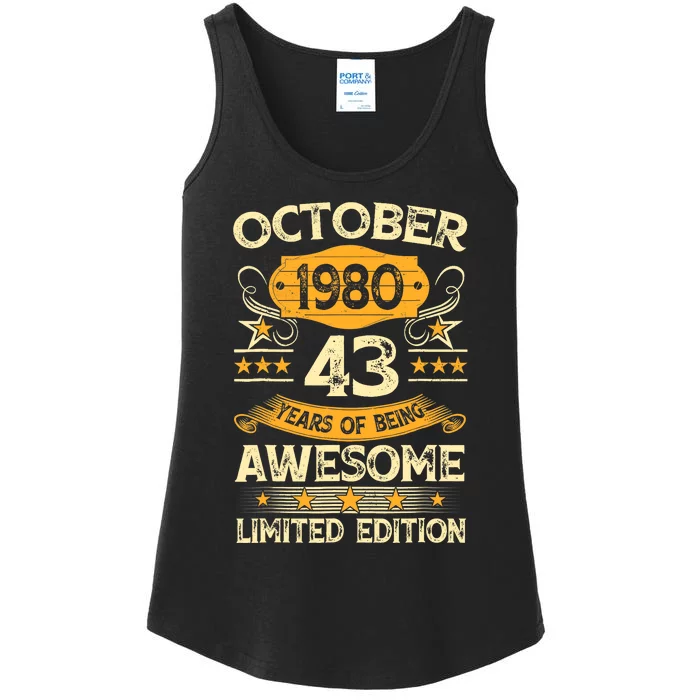 43rd Birthday Gift Decoration October 1980 43 Years Olds Ladies Essential Tank