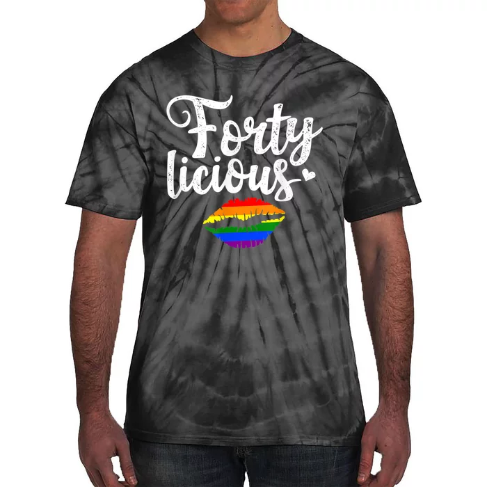 40th Birthday Gift for Gay Lesbian LGBT Fortylicious Tie-Dye T-Shirt