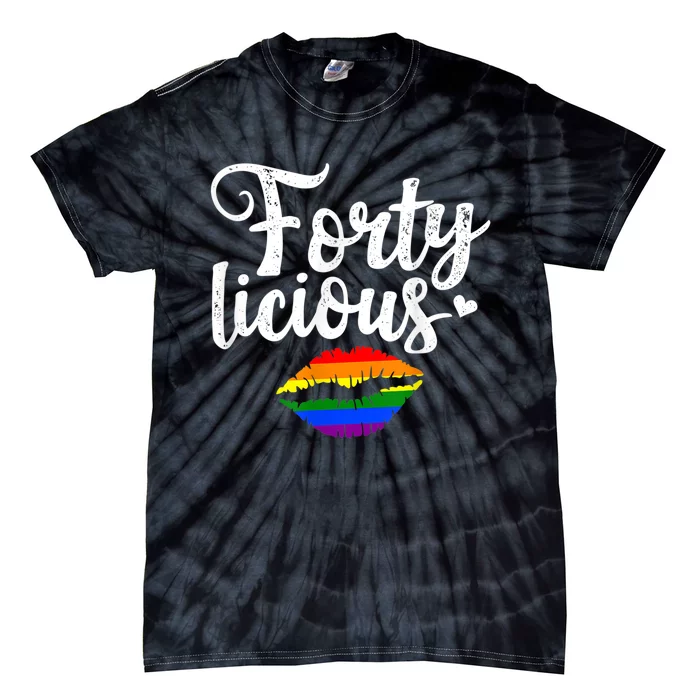 40th Birthday Gift for Gay Lesbian LGBT Fortylicious Tie-Dye T-Shirt