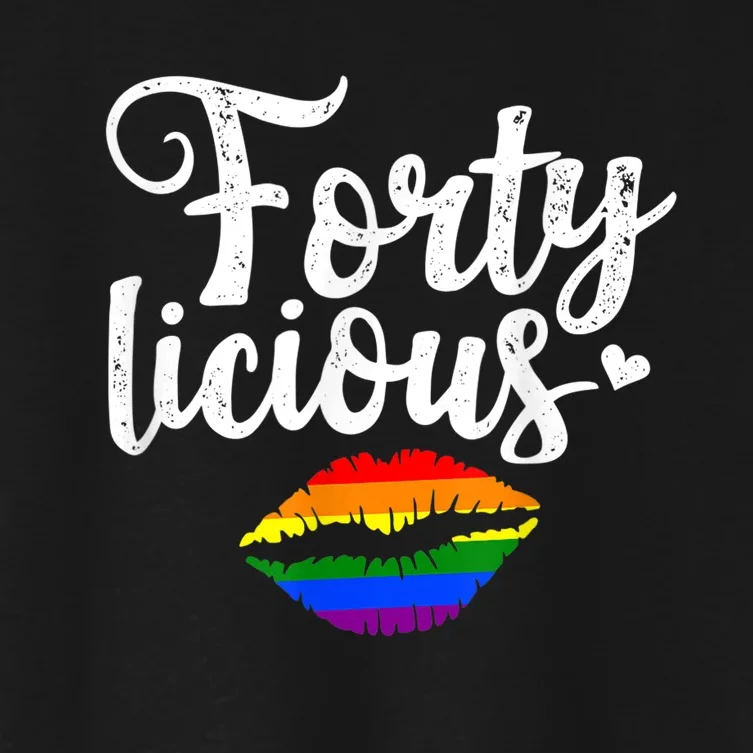 40th Birthday Gift for Gay Lesbian LGBT Fortylicious Women's Crop Top Tee