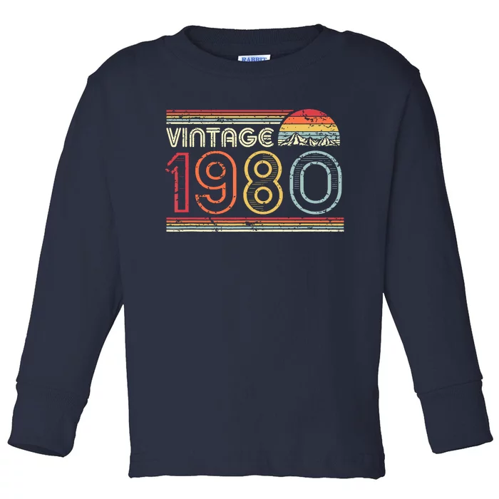 40th Birthday Gift, Classic, Vintage 1980 Toddler Long Sleeve Shirt