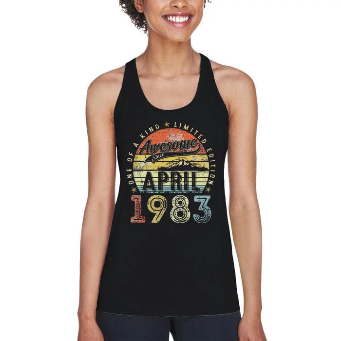 40th Birthday Gift Awesome Since April 1983 40 Year Old Women's Racerback Tank