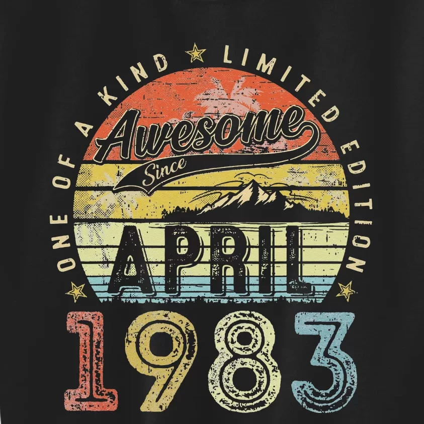 40th Birthday Gift Awesome Since April 1983 40 Year Old Kids Sweatshirt