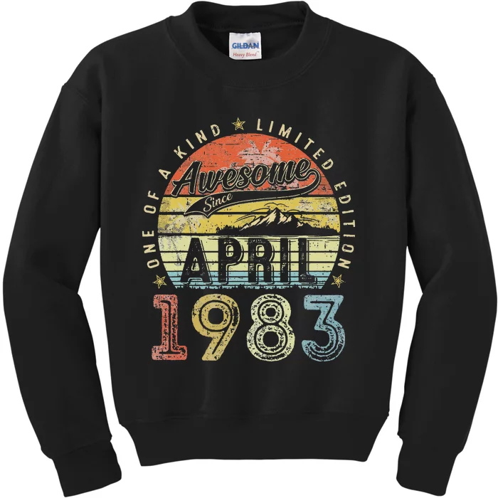 40th Birthday Gift Awesome Since April 1983 40 Year Old Kids Sweatshirt