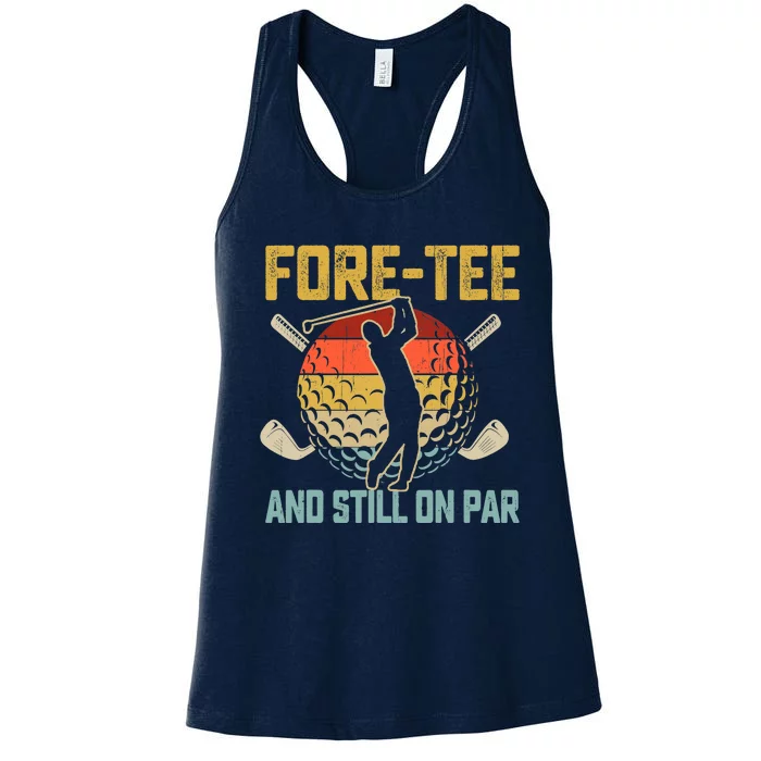 40th Birthday Golfer Turning 40 Year Old Golfing Fathers Day Women's Racerback Tank