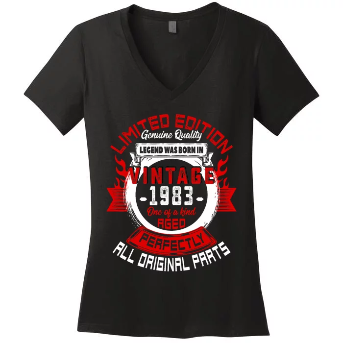 41st Birthday Gift Vintage Legends Born In 1983 41 Years Old Women's V-Neck T-Shirt