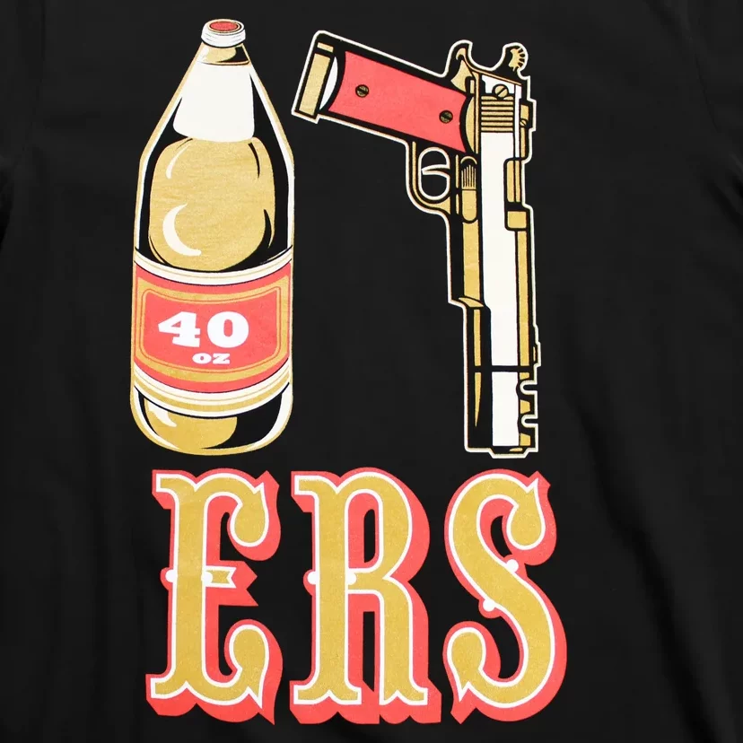 40oz Beer Guns 49ers T-Shirt