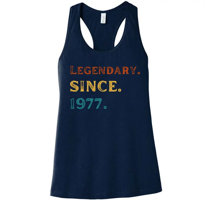 46th Birthday Gift Vintage Legendary Since 1977 46 Year Old Women's Racerback Tank