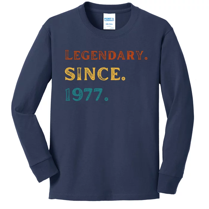 46th Birthday Gift Vintage Legendary Since 1977 46 Year Old Kids Long Sleeve Shirt