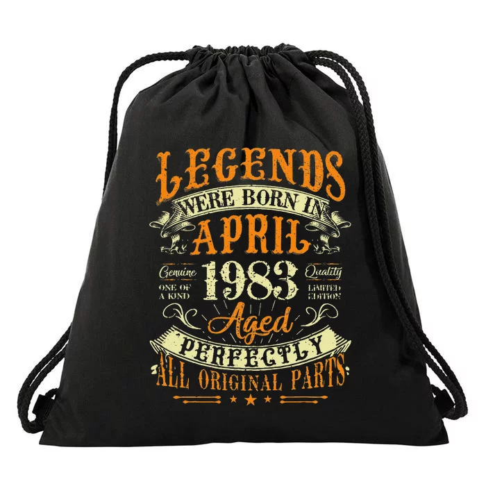 40th Birthday Gift 40 Years Old Legends Born In April 1983 Drawstring Bag