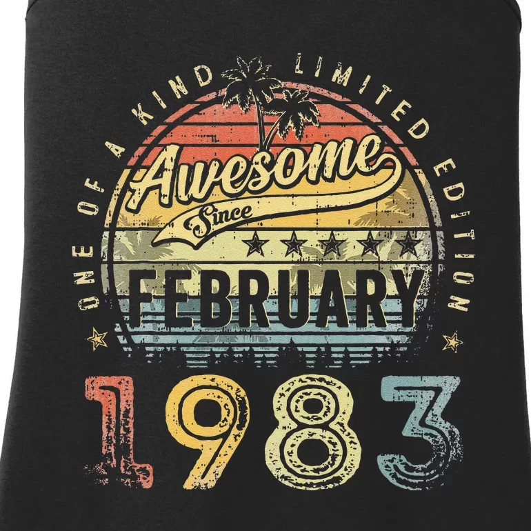 40th Birthday Gift Awesome Since February 1983 40 Year Old Cute Ladies Essential Tank