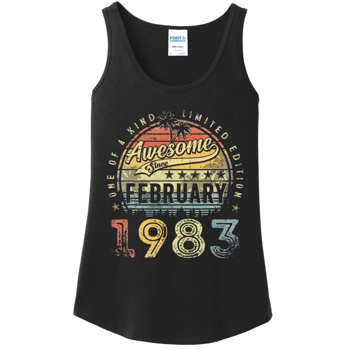 40th Birthday Gift Awesome Since February 1983 40 Year Old Cute Ladies Essential Tank