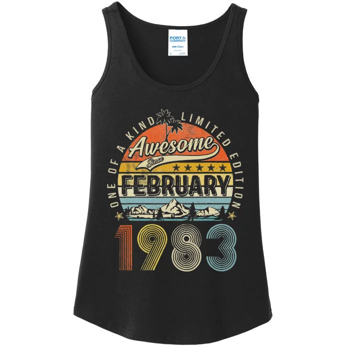 40th Birthday Gift Awesome Since February 1983 40 Year Old Ladies Essential Tank