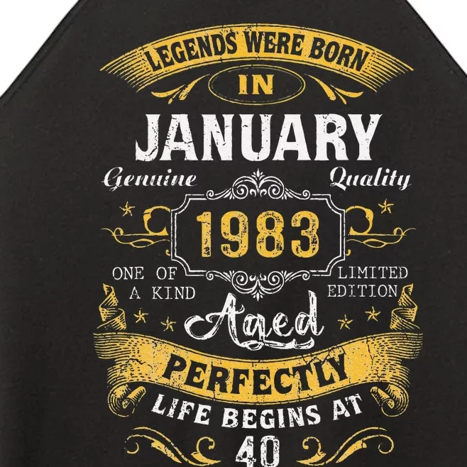 40th Birthday Gift January Legends Born In 1983 40 Year Old Women’s Perfect Tri Rocker Tank