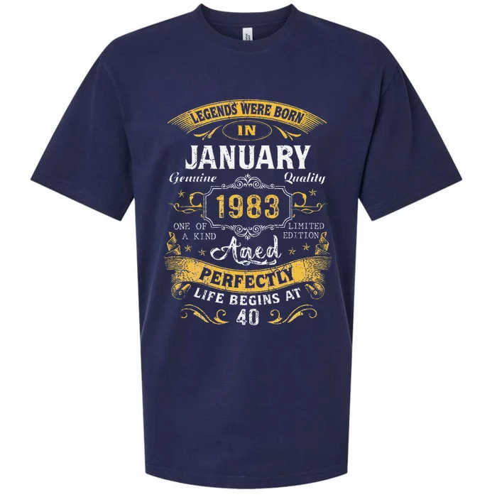 40th Birthday Gift January Legends Born In 1983 40 Year Old Sueded Cloud Jersey T-Shirt