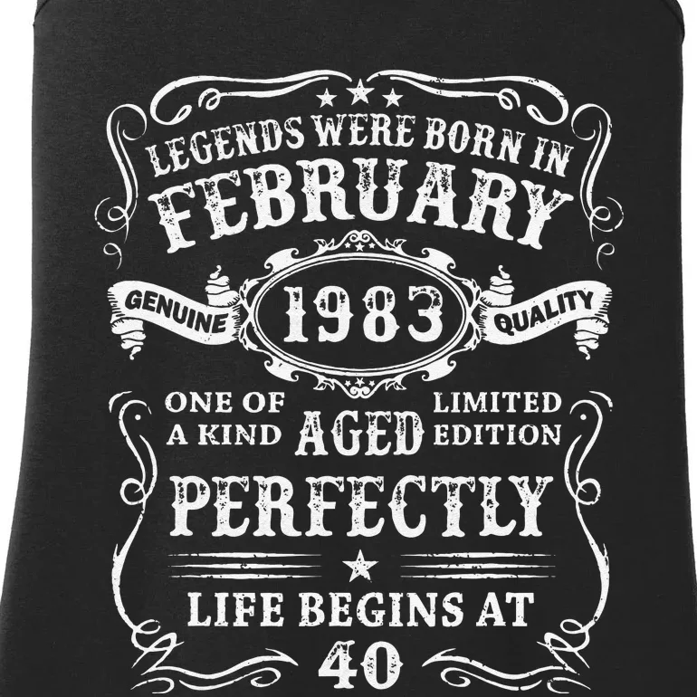 40th Birthday Gift Legends Born In February 1983 40 Year Old Love Ladies Essential Tank