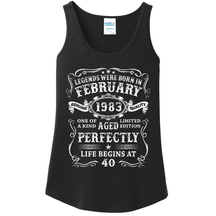 40th Birthday Gift Legends Born In February 1983 40 Year Old Love Ladies Essential Tank