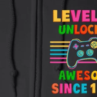 40th Birthday Gift Level 40 Unlocked 40 Years Old Gamer Full Zip Hoodie