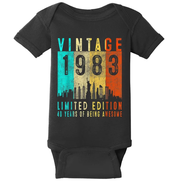 40th Birthday Gift Vintage 1983 Limited Edition 40 Years Old Baby Bodysuit