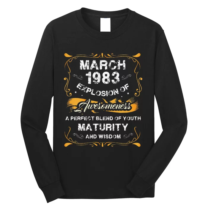 40th Birthday Gift Vintage March 1983 40 Years Old Long Sleeve Shirt