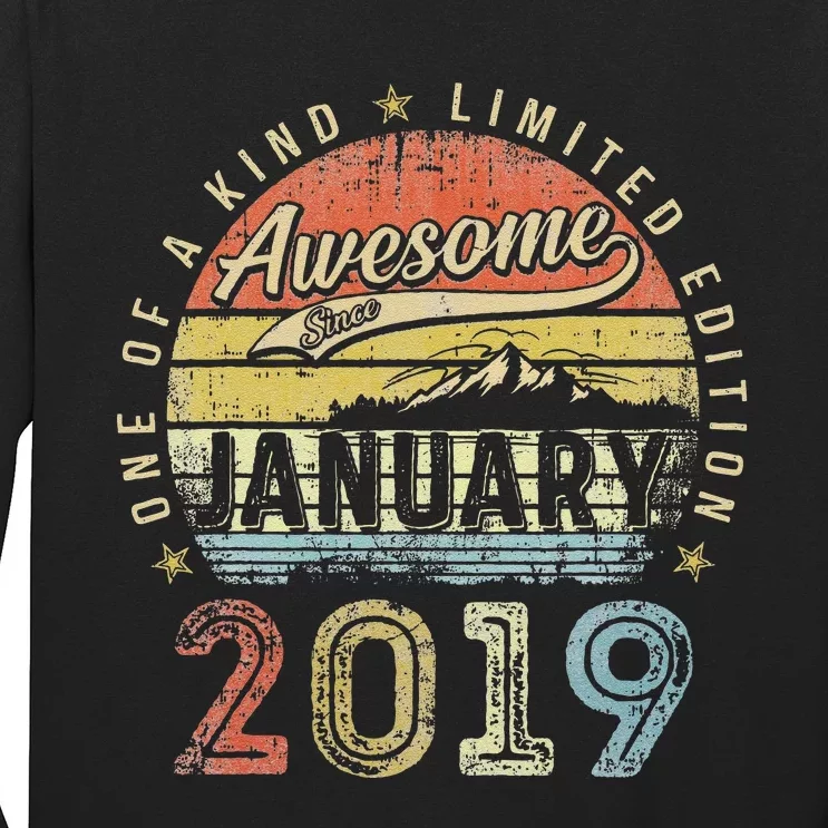 4th Birthday Gift Awesome Since January 2019 4 Year Old Long Sleeve Shirt