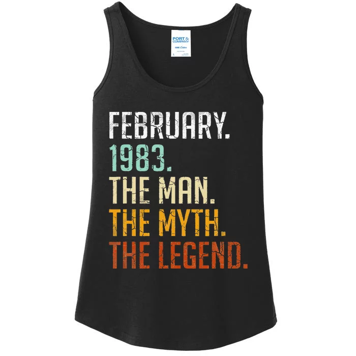 40th Birthday Gifts Vintage February 1983 Man Myth Legend Ladies Essential Tank