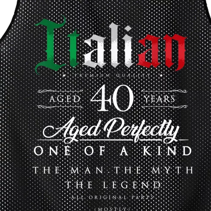 40th Birthday Gift Italian Age 40 years old born in Italy Mesh Reversible Basketball Jersey Tank