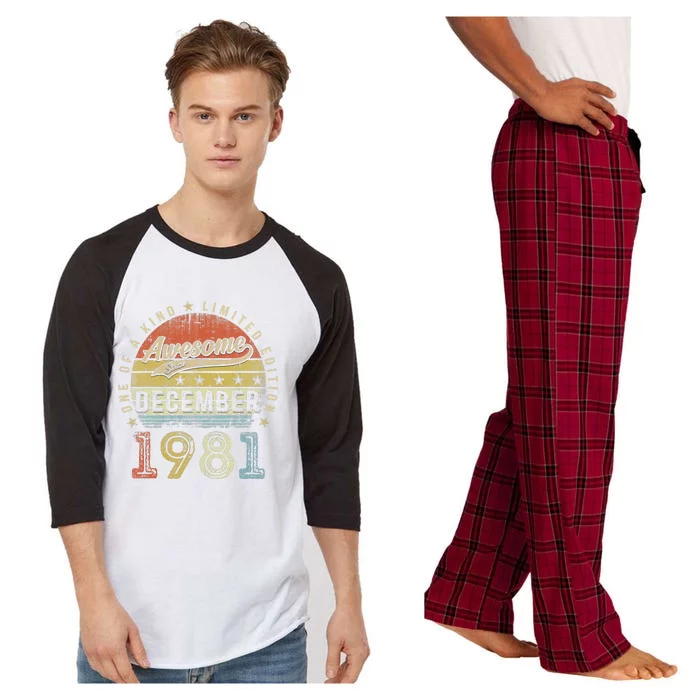 41th Birthday Gift Awesome Since December 1981 41 Year Old Raglan Sleeve Pajama Set