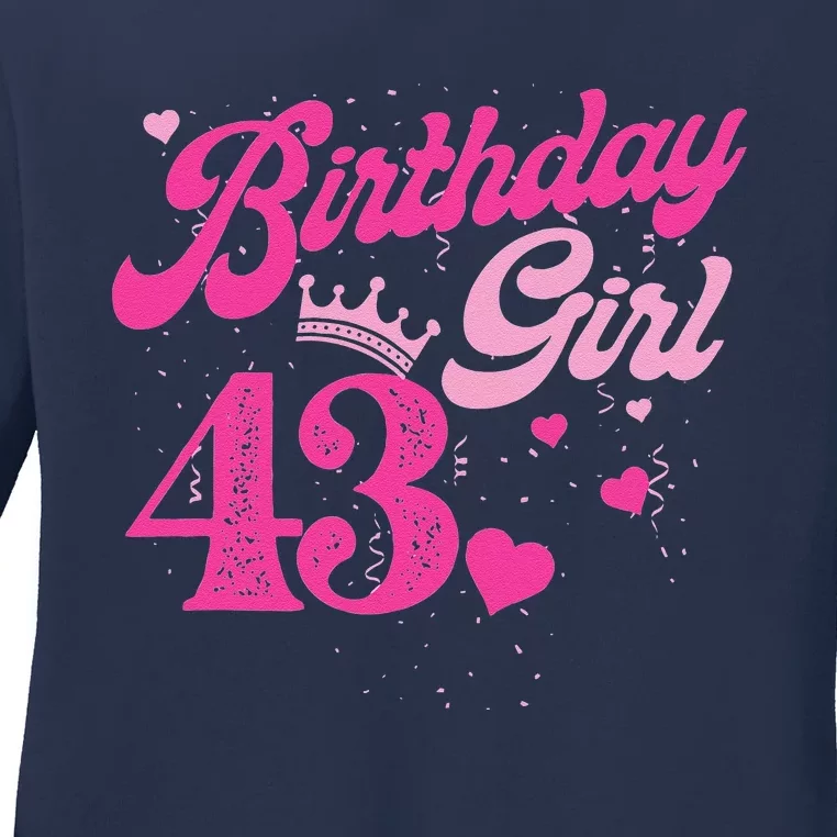 43th Birthday Girl Crown 43 Years Old Bday Ladies Long Sleeve Shirt