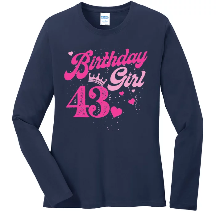 43th Birthday Girl Crown 43 Years Old Bday Ladies Long Sleeve Shirt