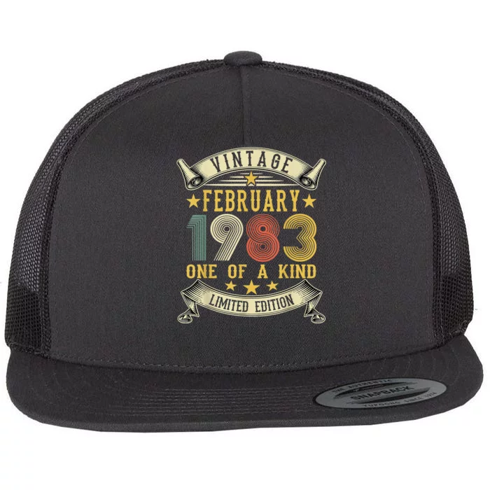 40th Birthday Gift Vintage February 1983 Limited Edition Flat Bill Trucker Hat