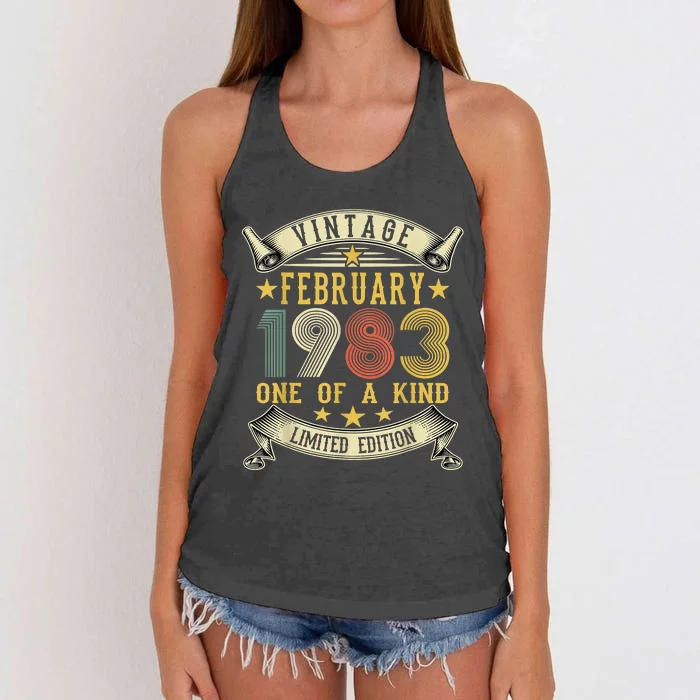 40th Birthday Gift Vintage February 1983 Limited Edition Women's Knotted Racerback Tank