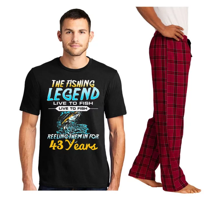 43rd Birthday Gift The Fishing Legend 43 Years Fisherman Pajama Set