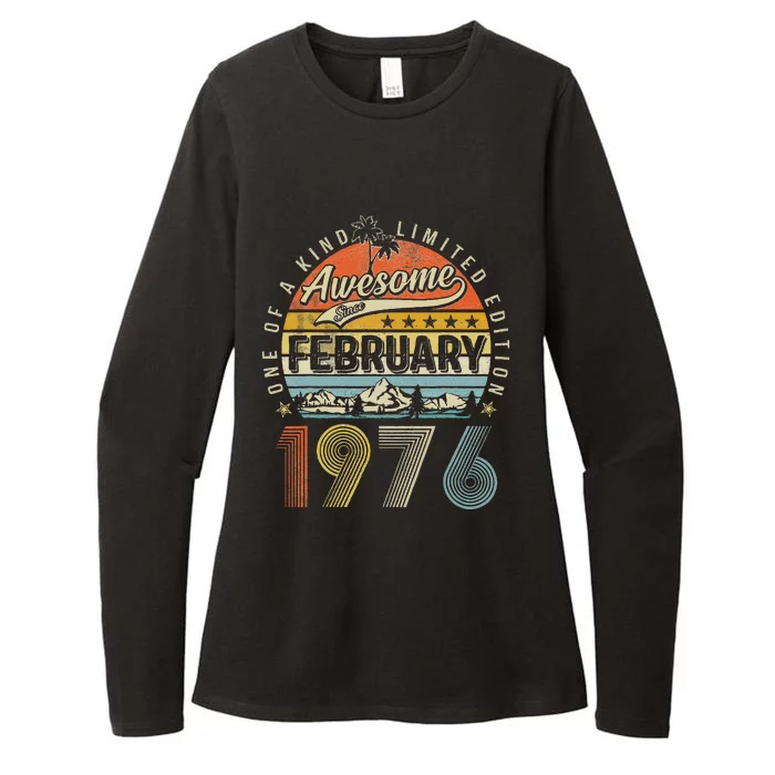 47th Birthday Gift Awesome Since February 1976 47 Year Old Womens CVC Long Sleeve Shirt