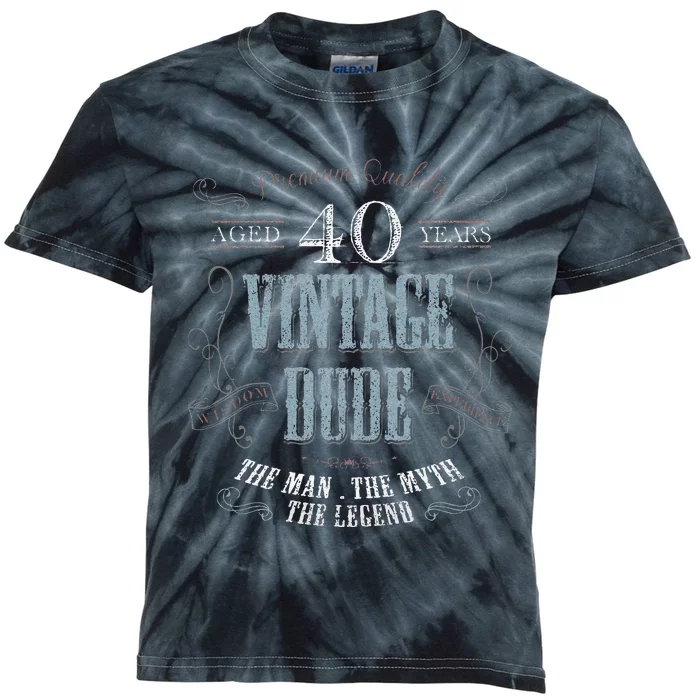 40th Birthday Gift Idea For Vintage Dude 40 Years Old Kids Tie-Dye T-Shirt