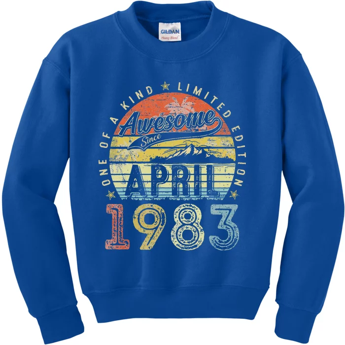 40th Birthday Gift Awesome Since April 1983 Kids Sweatshirt