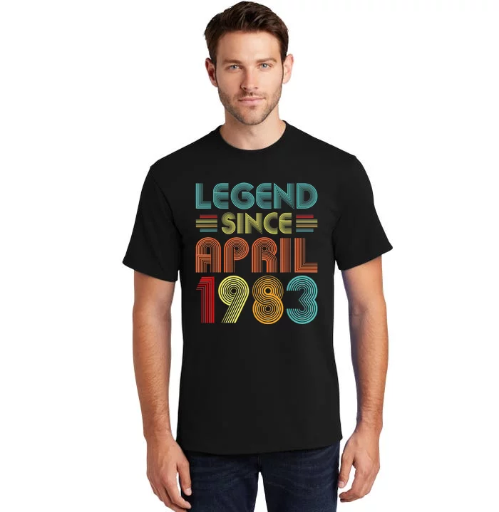 40th Birthday Idea Legend Since April 1983 40 Years Old Bday Tall T-Shirt