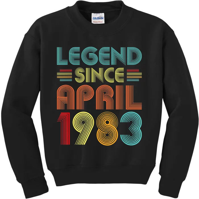 40th Birthday Idea Legend Since April 1983 40 Years Old Bday Kids Sweatshirt