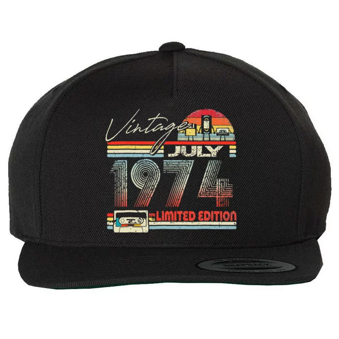 49th Birthday July 1974 Vintage Cassette Limited Edition Wool Snapback Cap