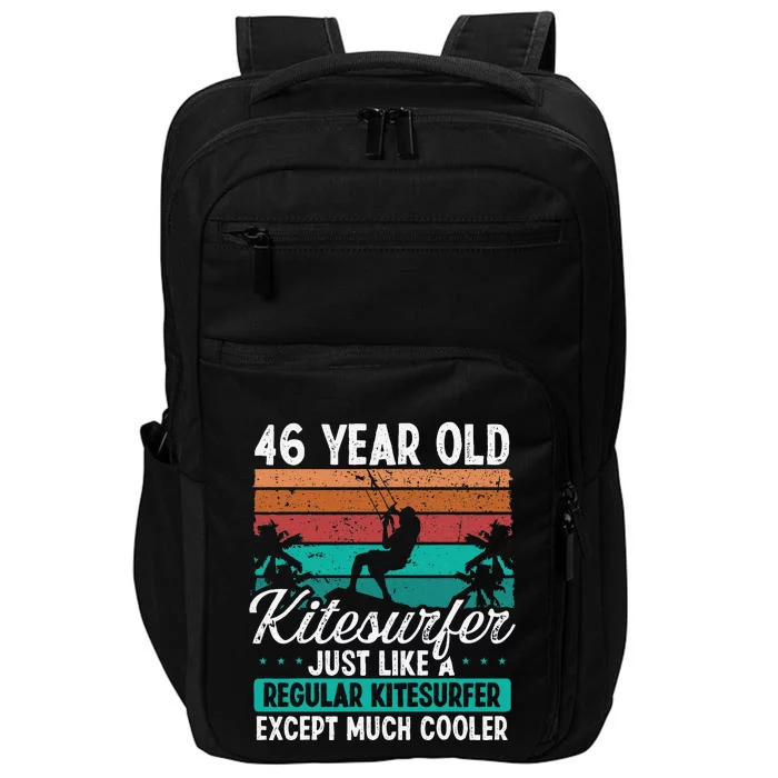 46 Birthday Kiteboarding Vintage 46 Years Old Kitesurfing Impact Tech Backpack