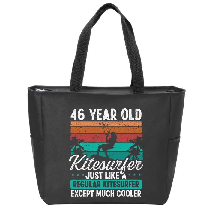 46 Birthday Kiteboarding Vintage 46 Years Old Kitesurfing Zip Tote Bag