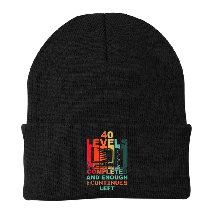 40 Birthday Level 40 Pc Retro Vintage Gamer Knit Cap Winter Beanie