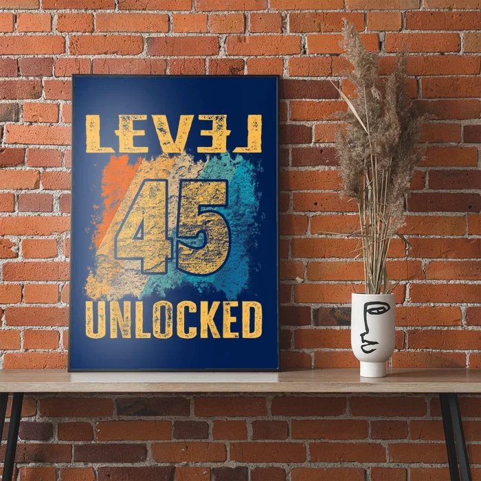 45th Birthday Level Unlocked Vintage Retro Poster