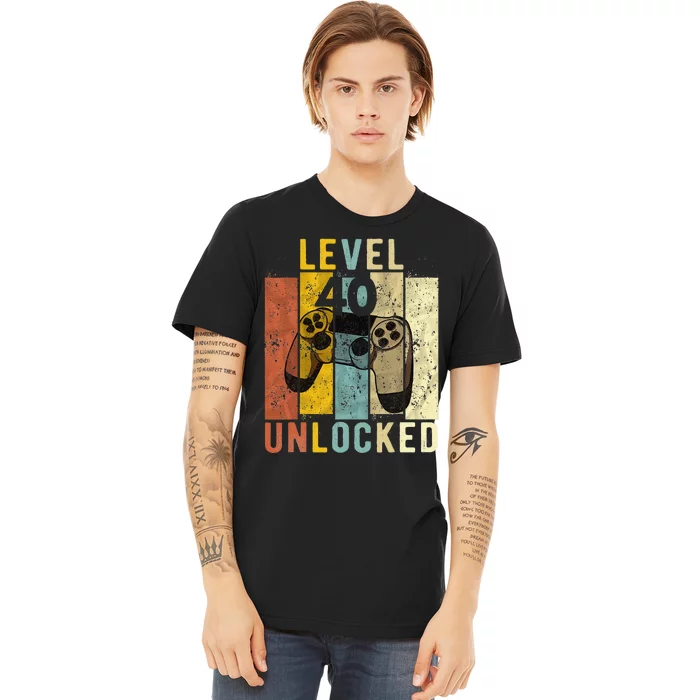 40th Birthday Level 40 Unlocked Video Gamer Premium T-Shirt