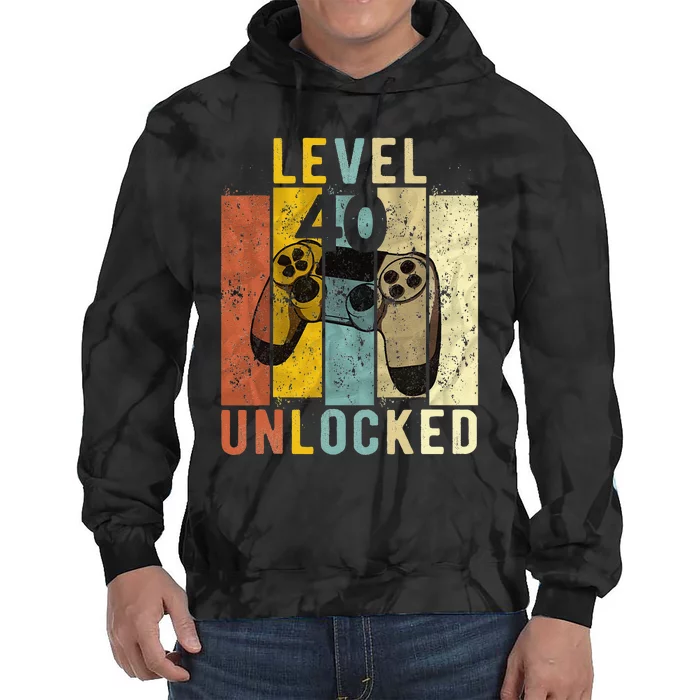 40th Birthday Level 40 Unlocked Video Gamer Tie Dye Hoodie