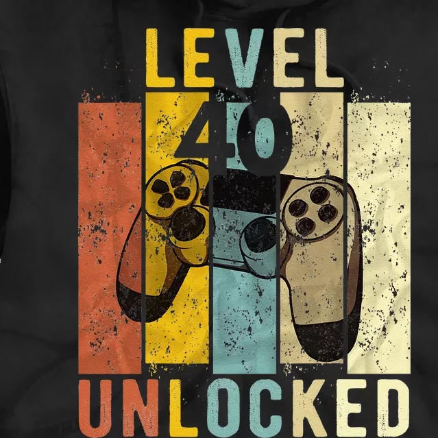 40th Birthday Level 40 Unlocked Video Gamer Tie Dye Hoodie