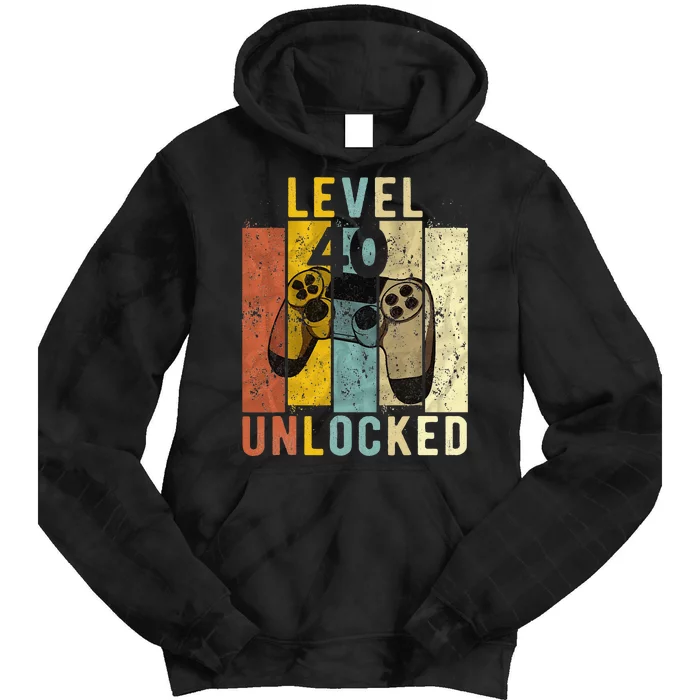 40th Birthday Level 40 Unlocked Video Gamer Tie Dye Hoodie