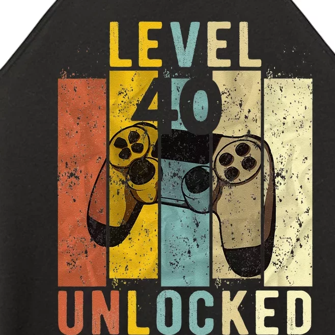 40th Birthday Level 40 Unlocked Video Gamer Women’s Perfect Tri Rocker Tank