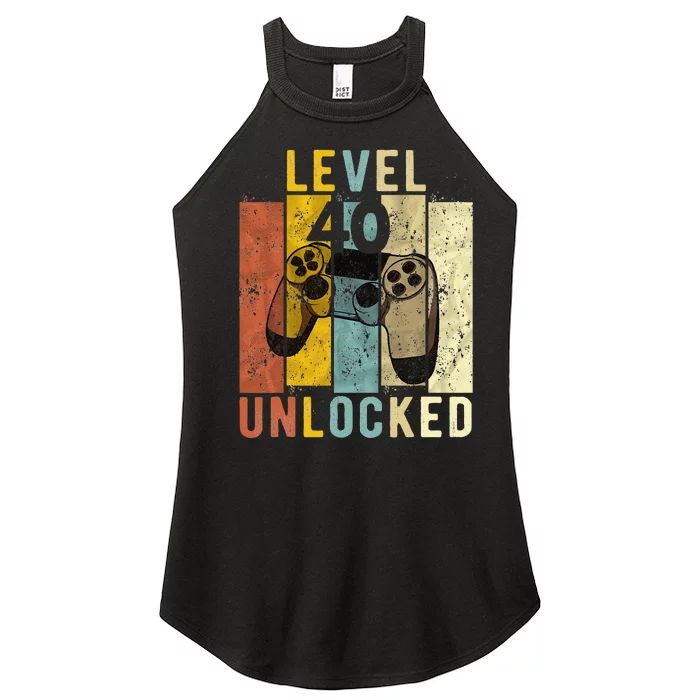 40th Birthday Level 40 Unlocked Video Gamer Women’s Perfect Tri Rocker Tank